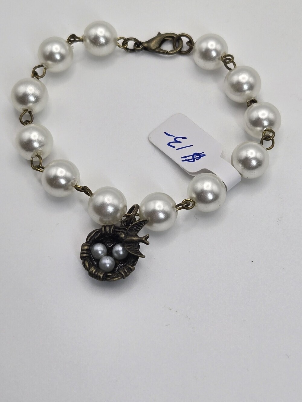 Bird's Nest Bracelet #2 With Faux Pearls Handmade Jewelry